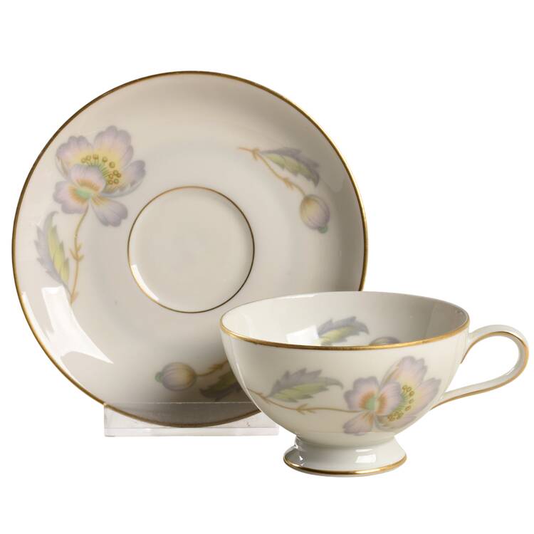 Pastel Poppy (Smooth) Footed Demitasse Cup & Saucer Set