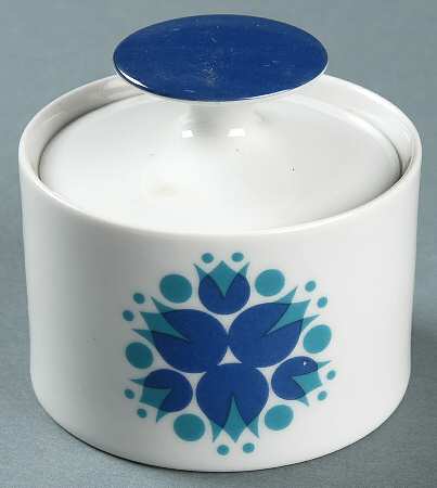 Pinwheel Blue Sugar Bowl & Lid