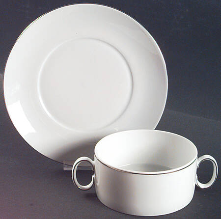 PLATINUM BAND (COUPE) Flat Cream Soup Bowl & Saucer Set