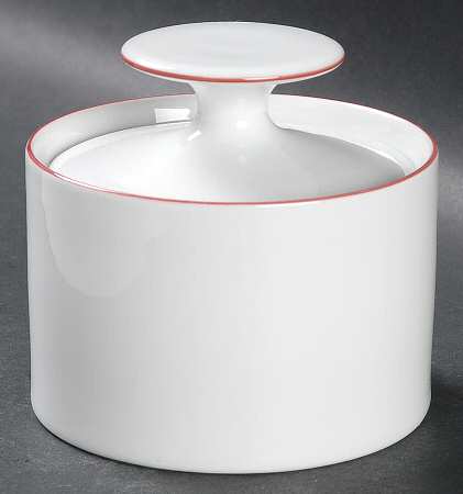 Red Trim Sugar Bowl & Lid