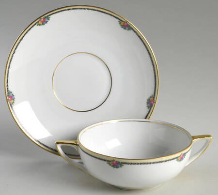 Rose Point Flat Cream Soup Bowl & Saucer Set