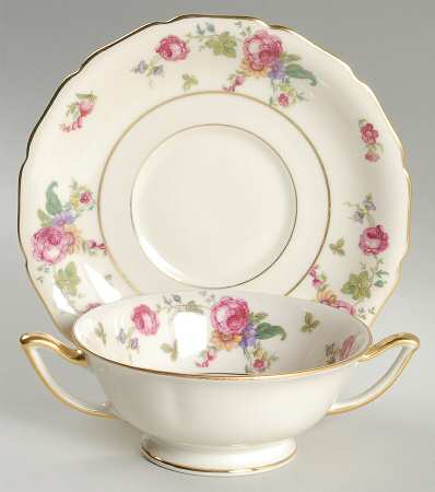Rosemont Footed Cream Soup Bowl & Saucer Set