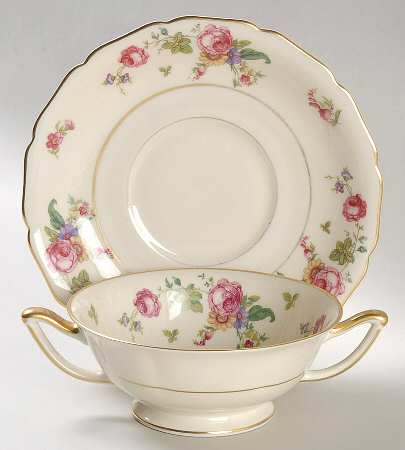 Rosemont Footed Cream Soup Bowl & Saucer Set