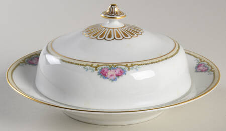 Roseland Round Covered Butter with Strainer by Thomas