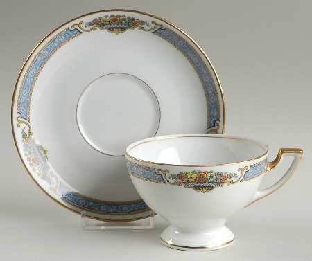 Sicily (White Background) Footed Cup & Saucer Set