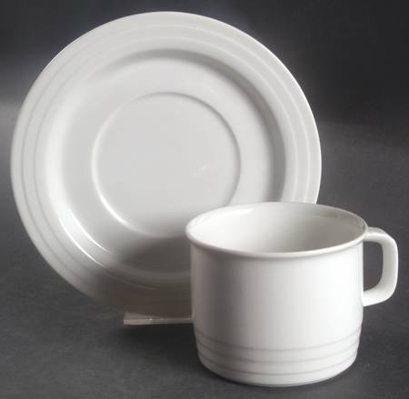 Trio White Flat Cup & Saucer Set