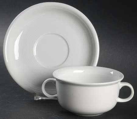 Trend White Flat Cream Soup Bowl & Saucer Set
