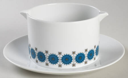 Turquoise Round Gravy Boat/Attached Underplate