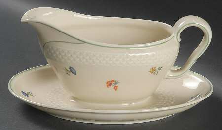 Versailles (Cream Background) Gravy Boat with Attached Underplate by Thomas