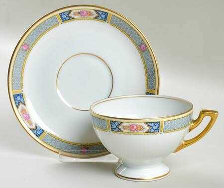 Wales (All White, No Verge) Footed Cup & Saucer Set by Thomas