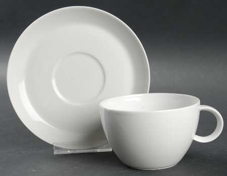 York White Flat Cup & Saucer Set