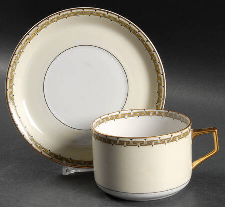 Athena (Yellow Key) Flat Cup & Saucer Set