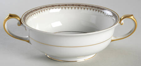 Athena (Brown Blocks) Footed Cream Soup Bowl