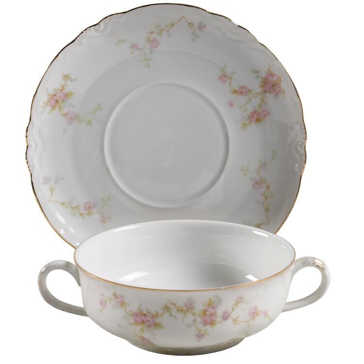 Bordeaux Flat Cream Soup Bowl & Saucer Set