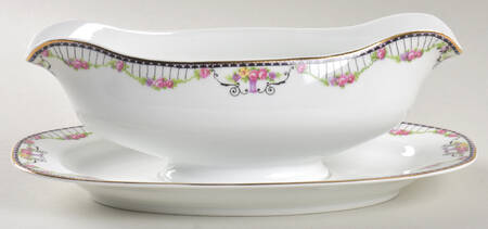Empire (White) Gravy Boat with Attached Underplate