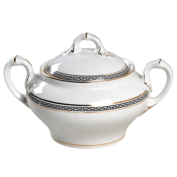Greek Key Sugar Bowl & Lid
