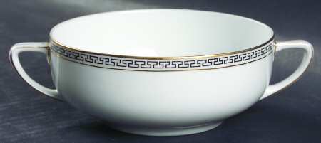 Greek Key Flat Cream Soup Bowl
