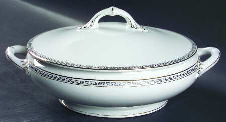 Greek Key Round Covered Vegetable