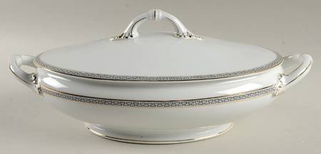 Greek Key Oval Covered Vegetable