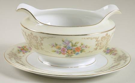 Newport (Ivory Rim) Gravy Boat with Attached Underplate