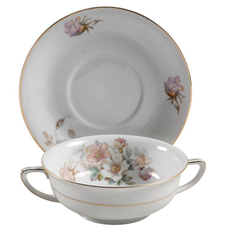 Orlando Footed Cream Soup Bowl & Saucer Set