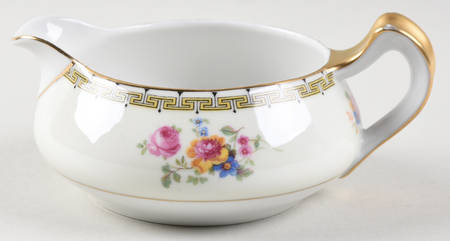Rosemary (Floral, Greek Key Design) Creamer