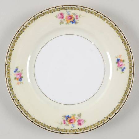 Rosemary (Floral, Greek Key Design) Salad Plate