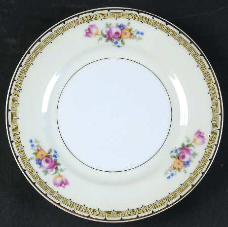 Rosemary (Floral, Greek Key Design) Bread & Butter Plate