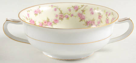 Rosemary (Small Pink Roses) Footed Cream Soup Bowl
