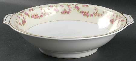 Rosemary (Small Pink Roses) 10" Round Vegetable Bowl