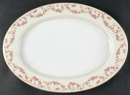 Rosemary (Small Pink Roses) 16" Oval Serving Platter