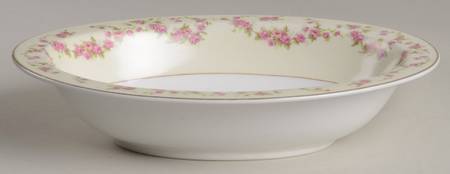 Rosemary (Small Pink Roses) 10" Oval Vegetable Bowl