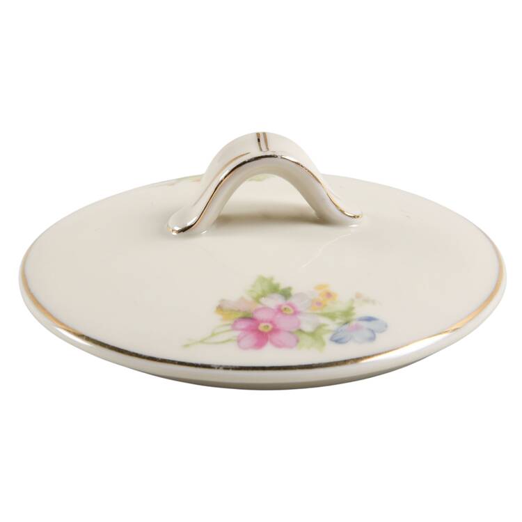 Springtime (Ivory Background, Pink Blue Gray) Lid for Sugar Bowl