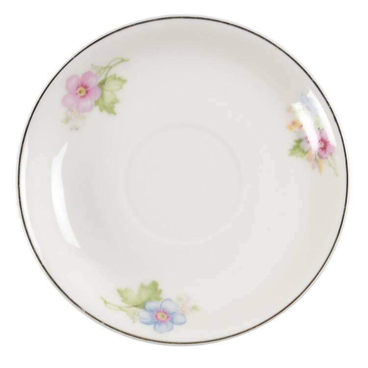 Springtime (Ivory Background, Pink Blue Gray) Saucer