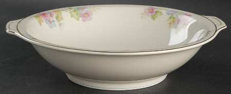 Springtime (Ivory Background, Pink Blue Gray) 10" Round Vegetable Bowl