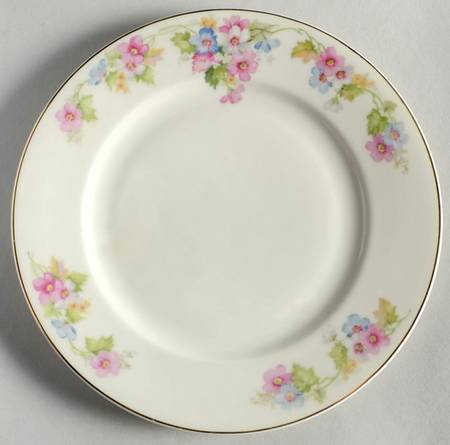 Springtime (Ivory Background, Pink Blue Gray) Salad Plate