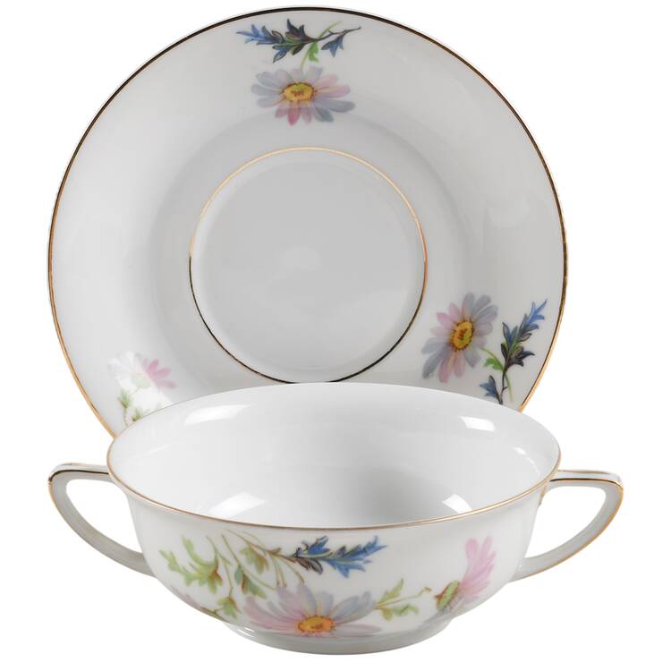 18007 Footed Cream Soup Bowl & Saucer Set