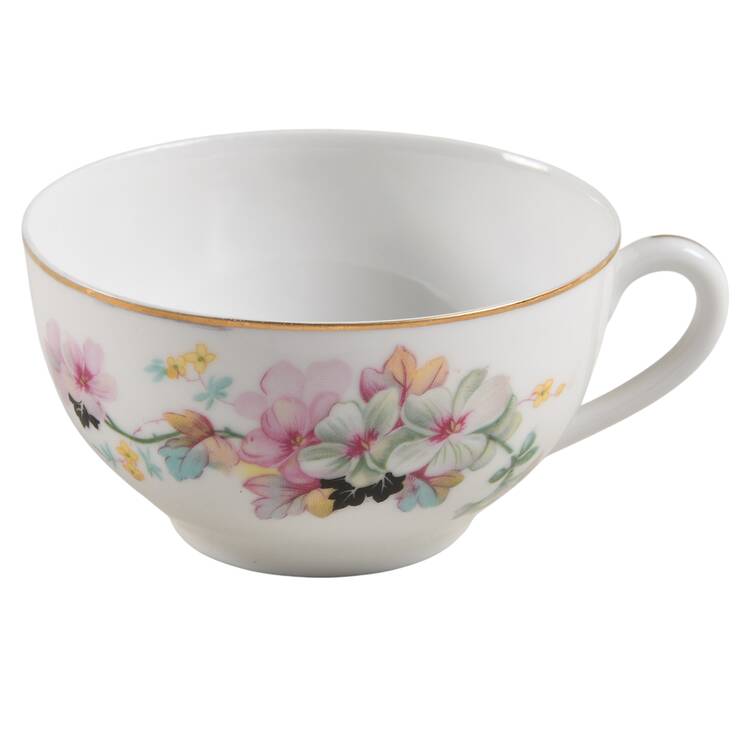 Virginia (Pink Flowers, Black Leaves) Flat Cup
