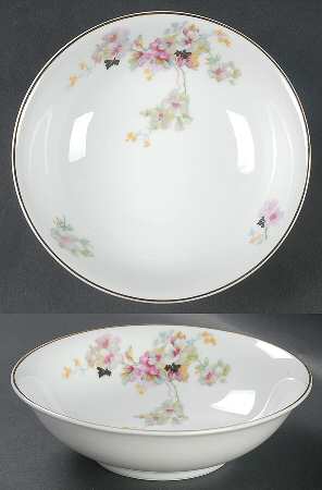 Virginia (Pink Flowers, Black Leaves) Coupe Cereal Bowl