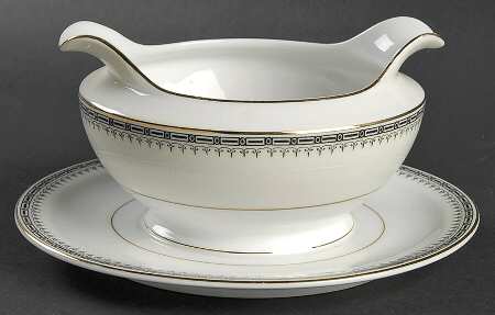 Virginia (Geometric Band) Gravy Boat with Attached Underplate