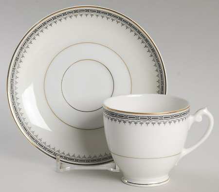Virginia (Geometric Band) Footed Demitasse Cup & Saucer Set