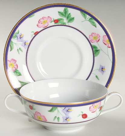 American Garden (France) Flat Cream Soup Bowl & Saucer Set