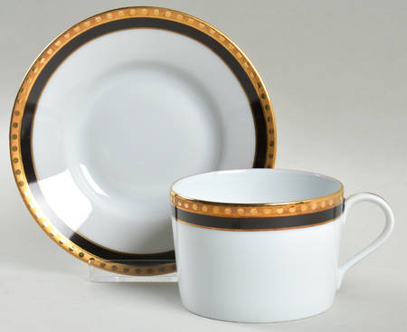 Black Band Flat Cup & Saucer Set