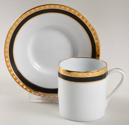 Black Band Flat Demitasse Cup & Saucer Set by Tiffany
