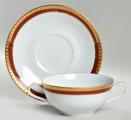 Rust Band Flat Cream Soup Bowl & Saucer Set
