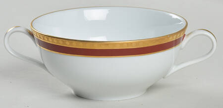Rust Band Flat Cream Soup Bowl