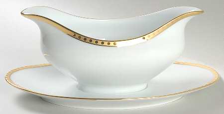 Gold Band Gravy Boat with Attached Underplate