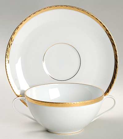 Gold Band D'Or Flat Cream Soup Bowl & Saucer Set