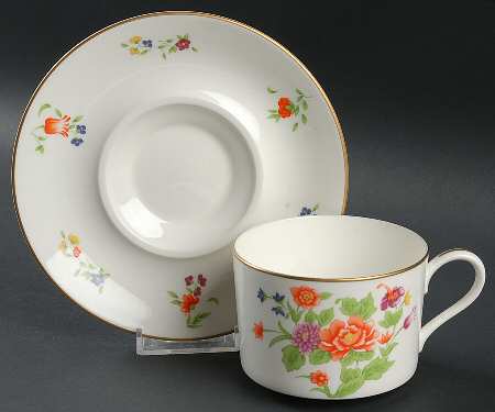 Imperial Flowers Flat Cup & Saucer Set