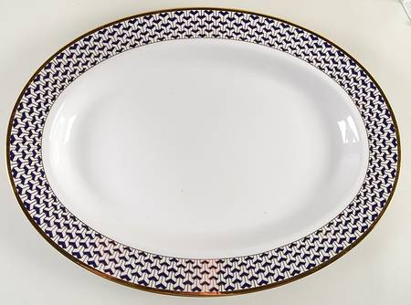 Manhattan Blue 16" Oval Serving Platter